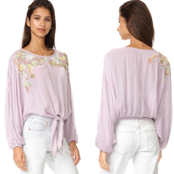 FREE PEOPLE Floral Embroidered Peasant Blouse - Picture 2 of 8